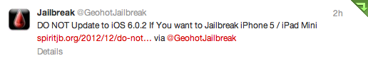 Geohot advierte no actualizar a iOS 6.0.2 ¿El Jailbreak estará cerca?