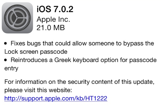 Nueva actualización de iOS – Disponible iOS 7.0.2