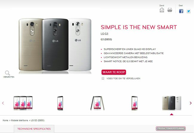 LG Holanda muestra en su página oficial todos los detalles del LG G3