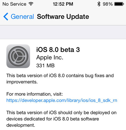 Apple lanza iOS 8 Beta 3 para desarrolladores
