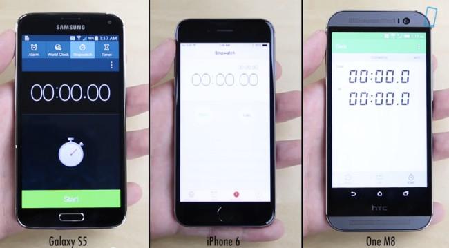 ¿Cúal es más rápido realmente? Comparativa en vídeo entre iPhone 6, Galaxy S5 y HTC One M8